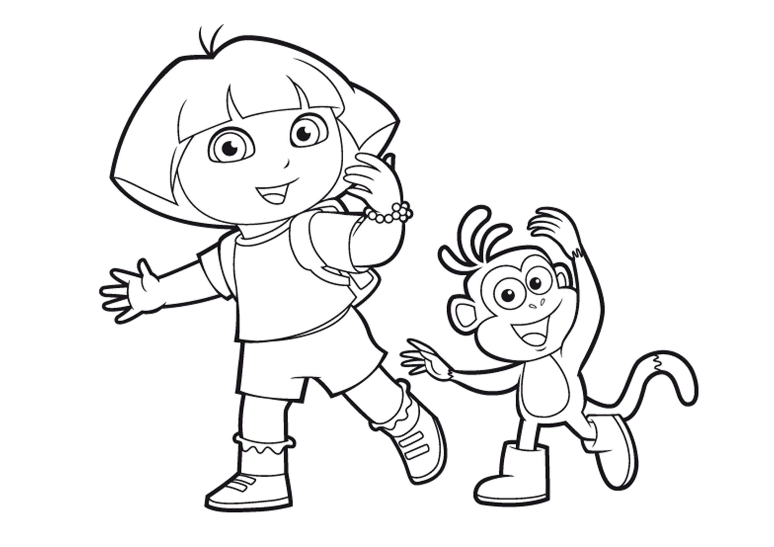 Coloriage Dora à imprimer - Dora avec Babouche, Dora en ...