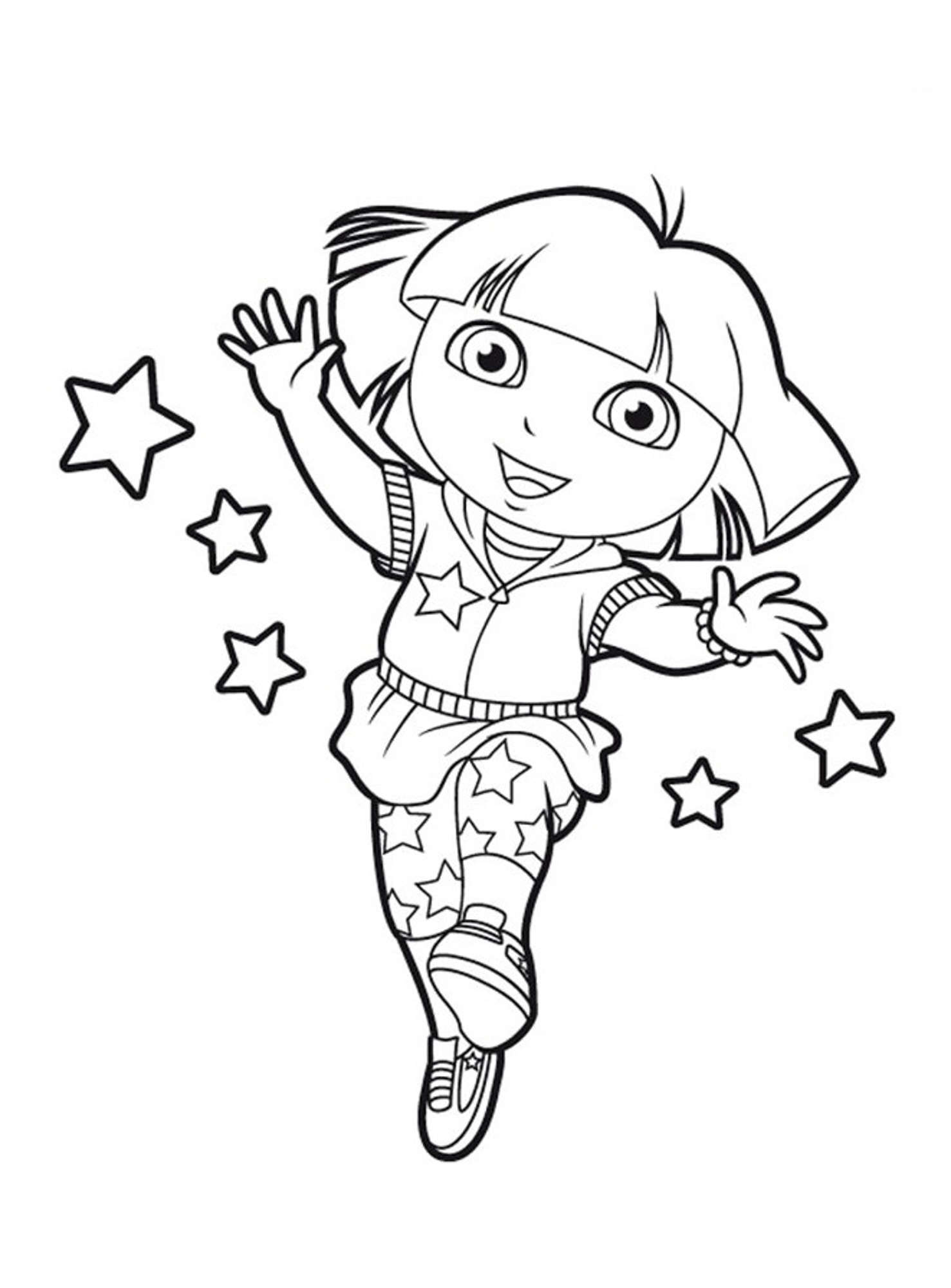 Coloriage Dora à imprimer  Dora avec Babouche, Dora en princesse