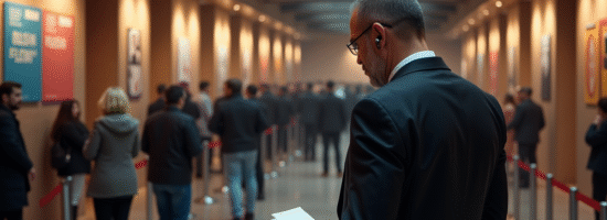 Agent de securite vérifiant les billets à l'entrée d'une salle de concert