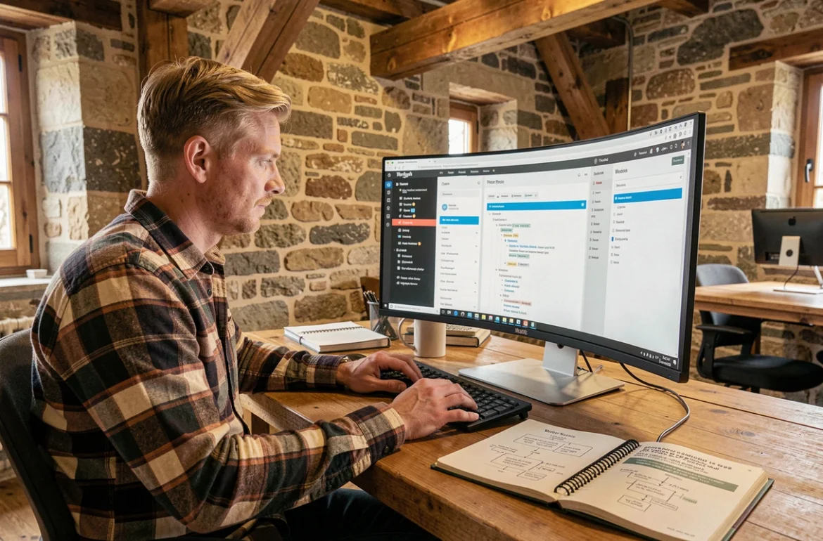 Développeur créant un site WordPress dans un espace de travail en Saône-et-Loire pour Artynet
