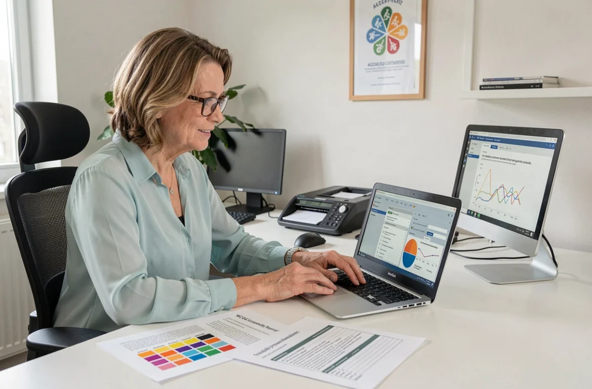 Consultante en accessibilité web vérifiant la conformité RGAA d'un site internet chez Beryl Design