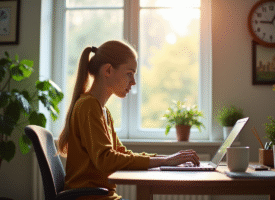 Jeune professionnel travaillant dans un bureau lumineux et organisé