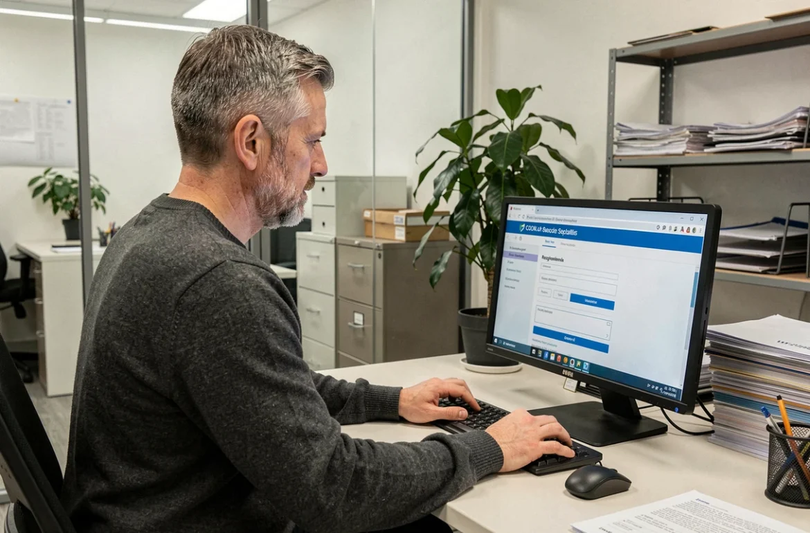 Chef d'entreprise enregistrant sa première immatriculation sur le portail URSSAF