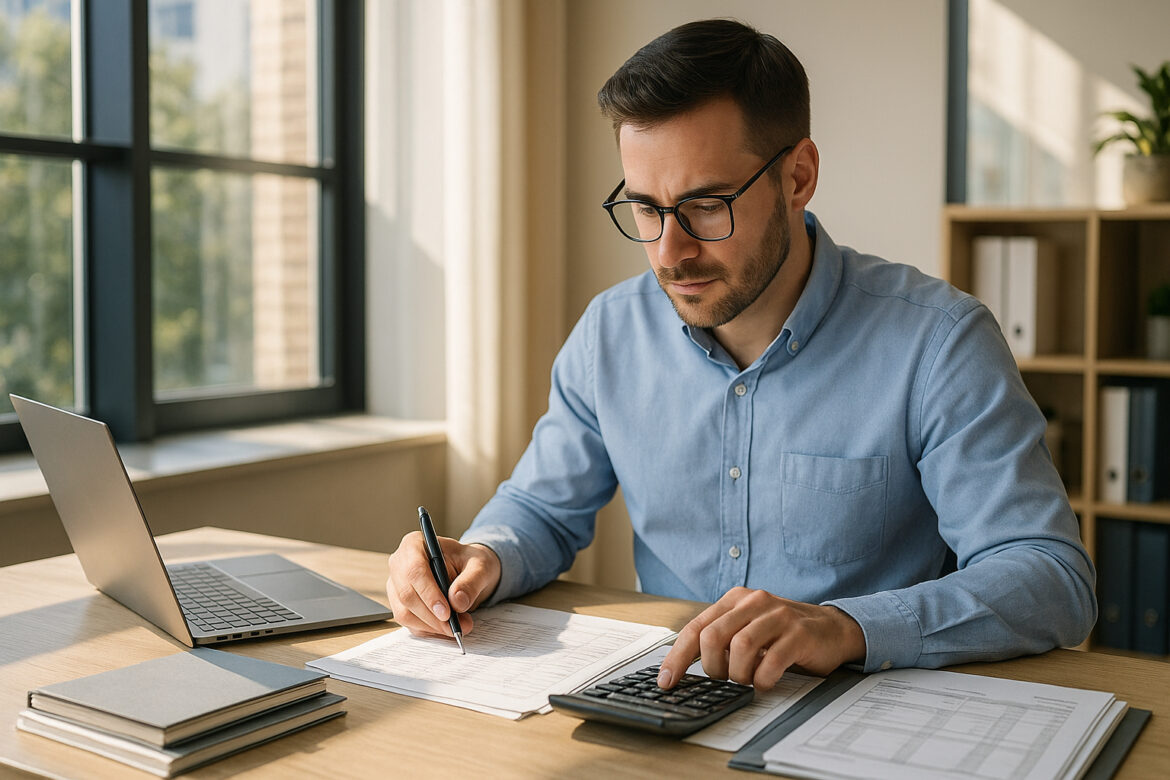 Photo d'un comptable professionnel dans un bureau lumineux