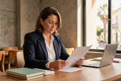 Consultante indépendante en portage salarial signant un contrat dans un espace de coworking à Toulon