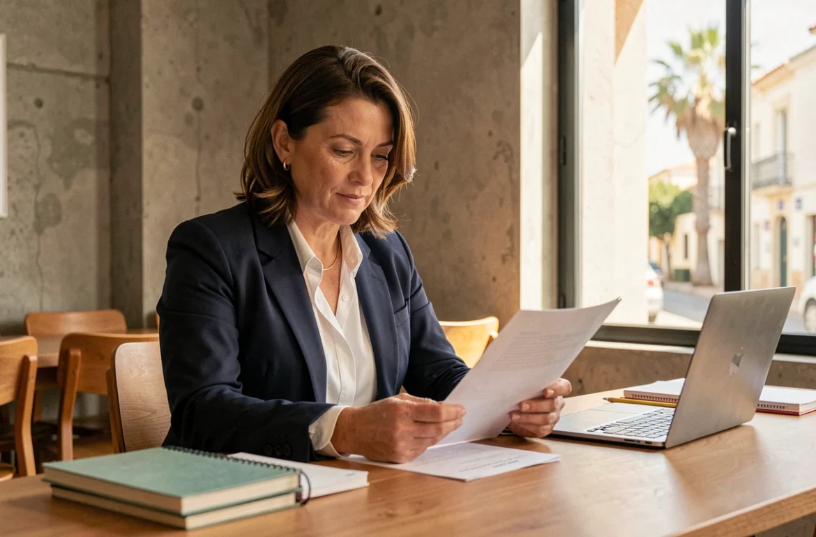 Consultante indépendante en portage salarial signant un contrat dans un espace de coworking à Toulon