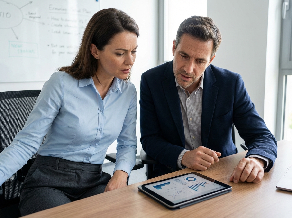 Jeune femme discutant avec un expert ERP avec tablette