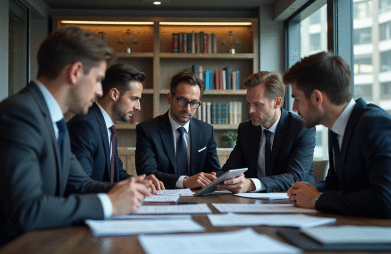 Groupe de professionnels en réunion dans un bureau moderne