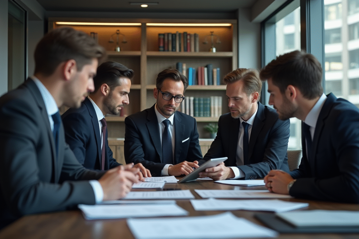 Groupe de professionnels en réunion dans un bureau moderne