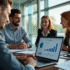 Espace de travail moderne avec analytics marketing et équipe
