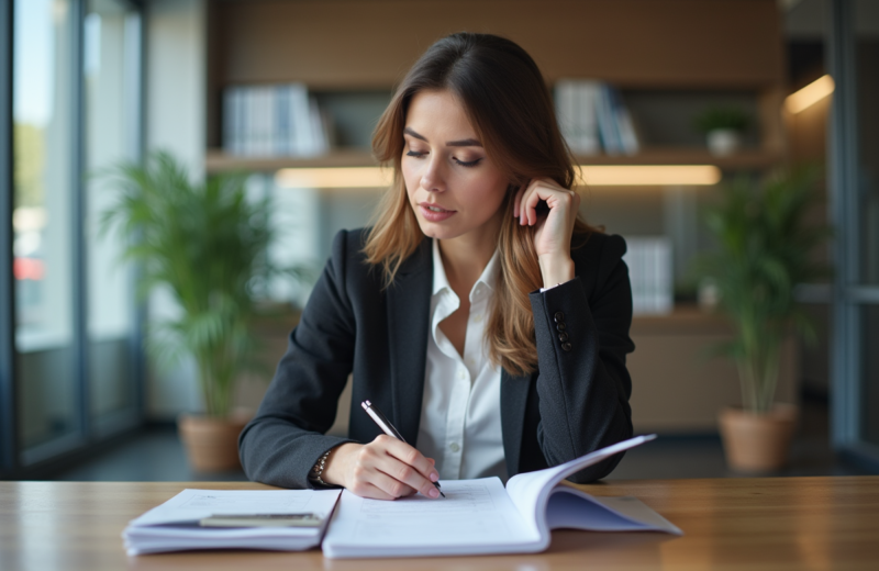 Femme d'affaires en réunion dans un bureau moderne