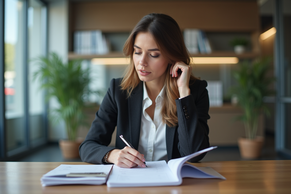 Femme d'affaires en réunion dans un bureau moderne