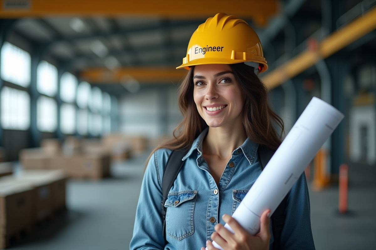 Femme confiante portant un casque d