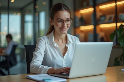 Femme en travail HR avec ordinateur portable