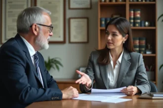 Avocat conseillant un client lors d'un litige juridique