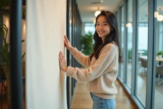 Kakemono accroché lors d'un événement promotionnel en extérieur