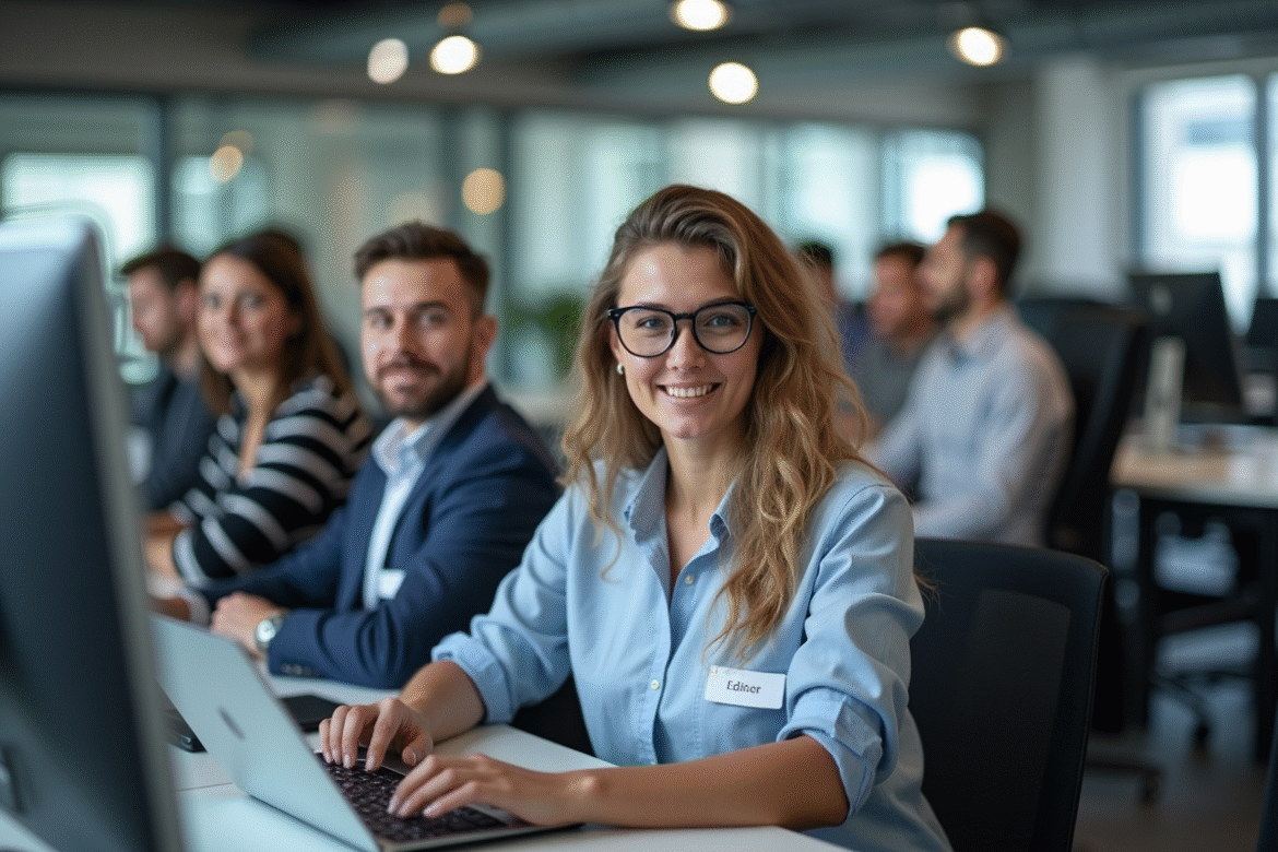 Groupe de jeunes professionnels dans un bureau moderne