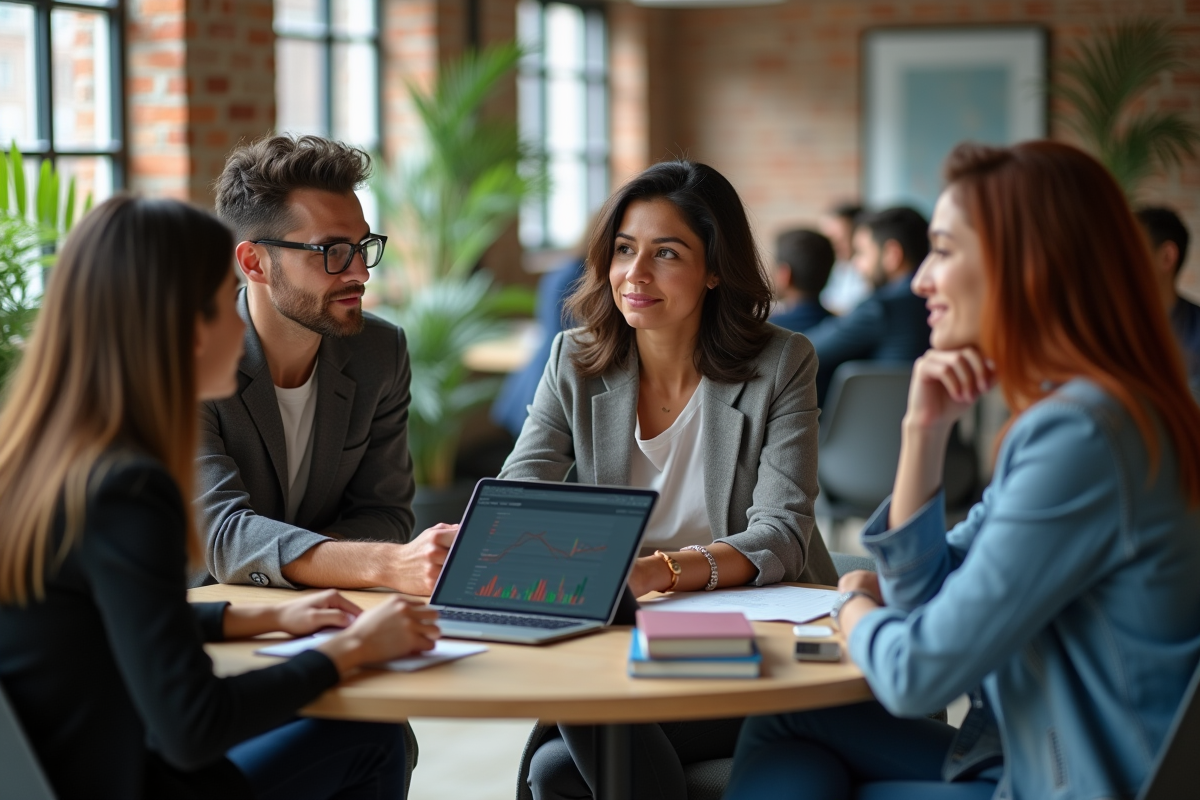 Groupe de jeunes professionnels en discussion