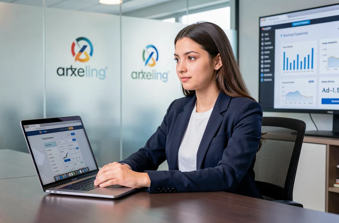 Chef de projet digital de Pixel Agency en réunion devant un audit de site web et des métriques publicitaires