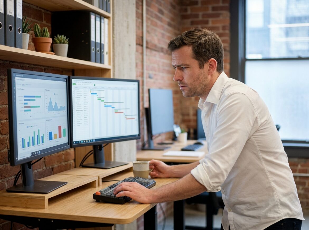 Responsable digital analysant des tableaux de bord de pilotage pour structurer un projet de transformation numérique